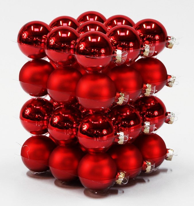 36x GLAS CHRISTBAUMKUGELN 6cm ROT GLANZ + MATT